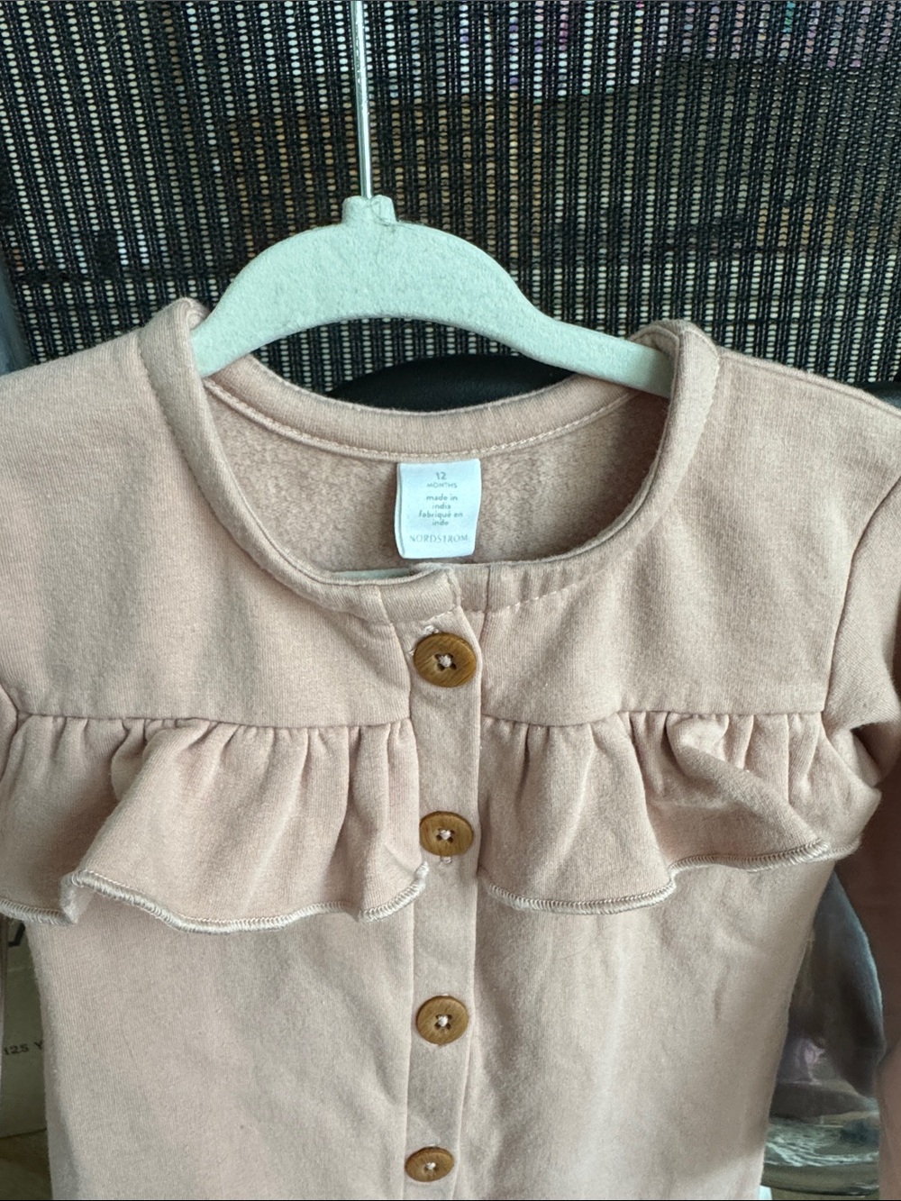 Nordstrom Blush Pink Ruffle-Front Button Romper - Picture 2 of 4
